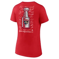 T-shirt à col en V rouge Fanatics pour femmes, équipe des Panthers de la Floride, championnes Coupe Stanley 2025