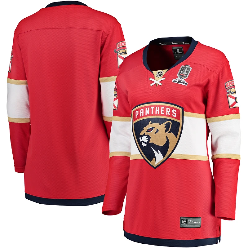 Women's Fanatics Red Florida Panthers Home 2024 Stanley Cup Champions Breakaway Jersey