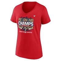 Women's Fanatics Red Florida Panthers Reigning Champs Parade V-Neck T-Shirt