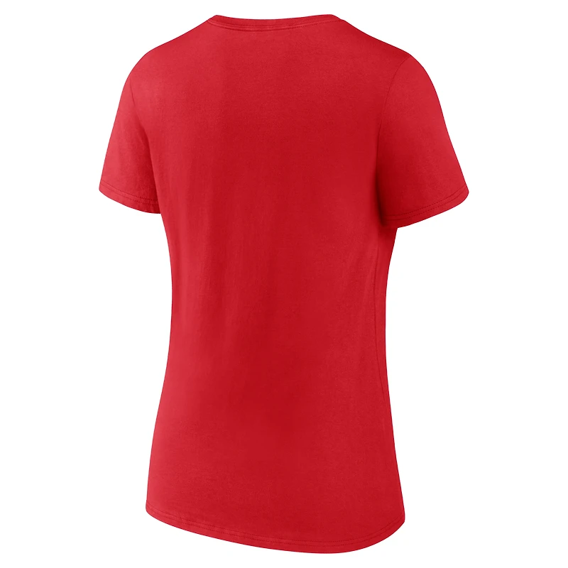 T-shirt col V rouge Fanatics pour femme, motif Florida Panthers Reigning Champs Parade