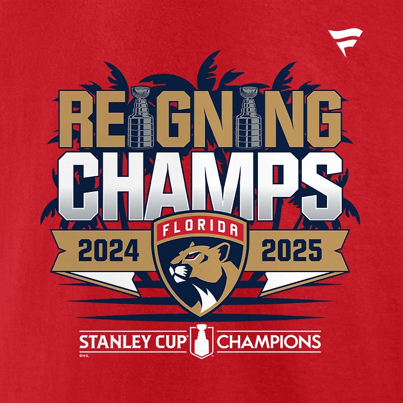Women's Fanatics Red Florida Panthers Reigning Champs Parade V-Neck T-Shirt