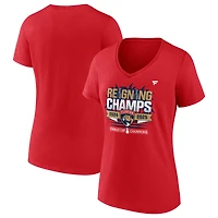 Women's Fanatics Red Florida Panthers Reigning Champs Parade V-Neck T-Shirt