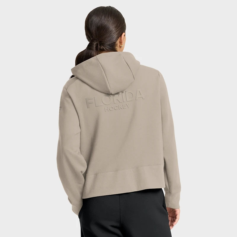 Women's Fanatics Tan Florida Panthers Authentic Pro Road Tri-Blend Quarter-Zip Hoodie