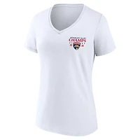 T-shirt à col en V blanc Fanatics pour femmes, maillot des Panthers de la Floride, champions Coupe Stanley 2025