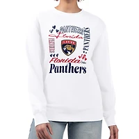 Women's G-III 4Her by Carl Banks White Florida Panthers Collage Graphic Fleece Long Sleeve Pullover Sweatshirt