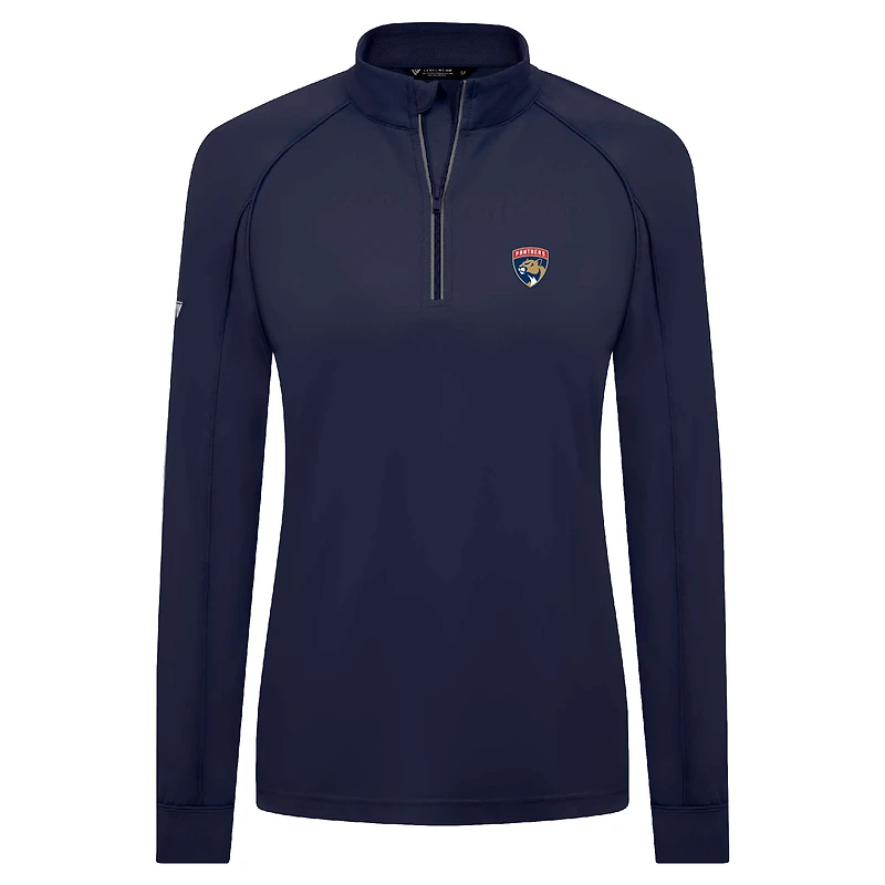 Women's Levelwear Navy Florida Panthers Kinetic Insignia Core Raglan Quarter-Zip Top