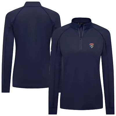 Women's Levelwear Navy Florida Panthers Kinetic Insignia Core Raglan Quarter-Zip Top