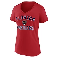 Women's Logo Athletic  Red Florida Panthers Arch Victory V-Neck T-Shirt