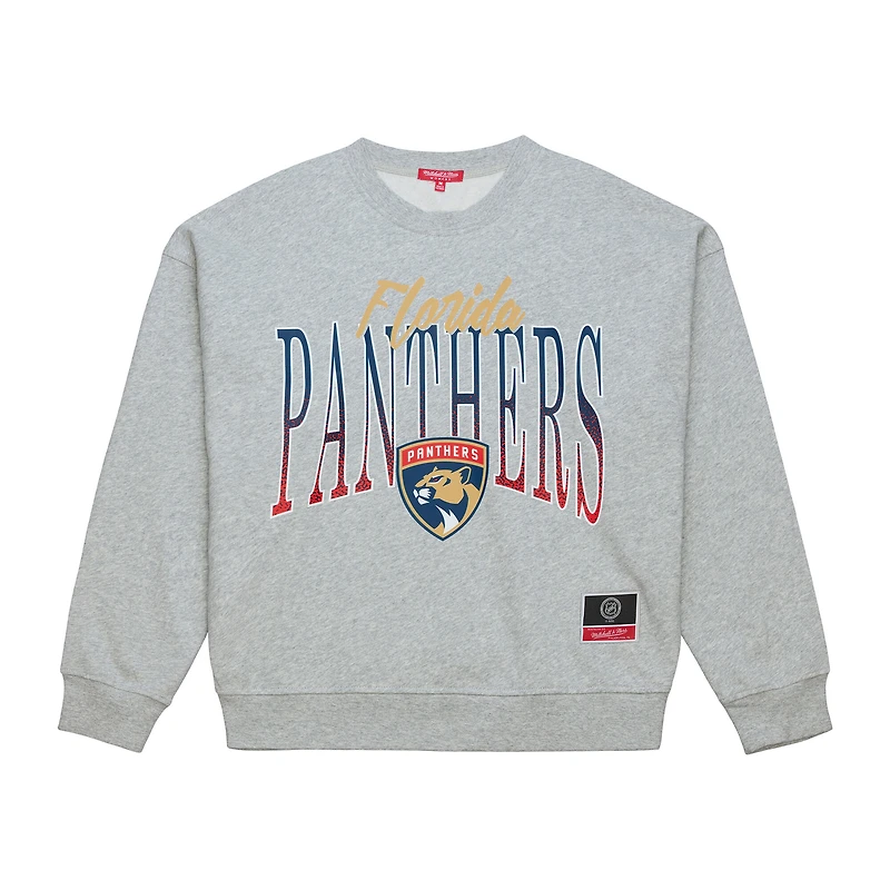 Women's Mitchell & Ness Heather Gray Florida Panthers Hockey Night Sweatshirt