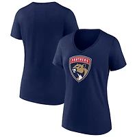 Women's  Navy Florida Panthers Primary Logo V-Neck T-Shirt