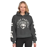Sweat à capuche court en polaire Starter pour femme, couleur gris anthracite chin