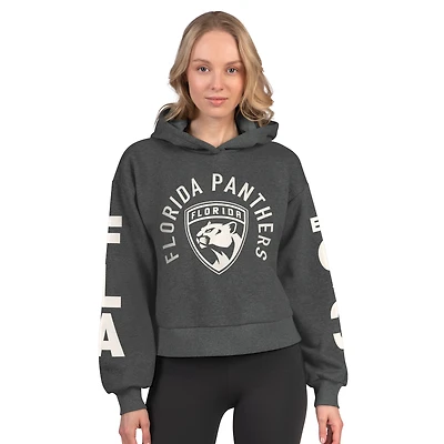 Women's Starter  Heather Charcoal Florida Panthers Star Player Cropped Fleece Hoodie