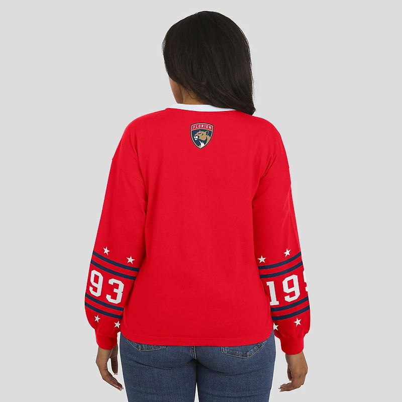 T-shirt de sport à manches longues rouge des Panthers la Floride pour femme WEAR by Erin Andrews