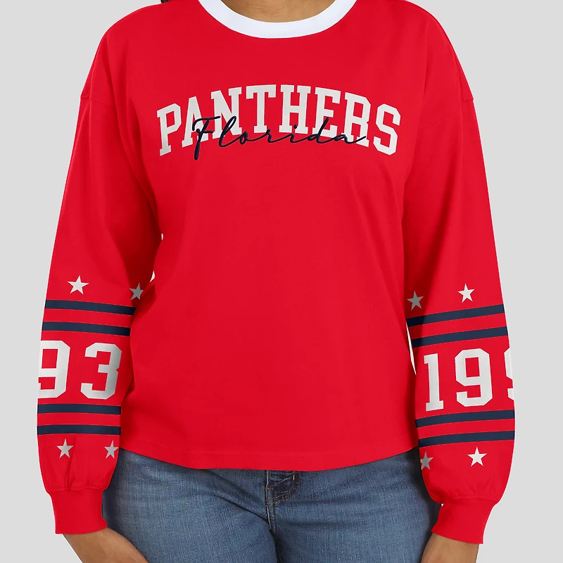 T-shirt de sport à manches longues rouge des Panthers la Floride pour femme WEAR by Erin Andrews