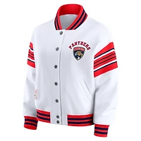 Veste sweat-shirt en polaire à boutons-pression WEAR by Erin Andrews blanc/rouge des Panthers de la Floride pour femme