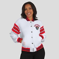 Women's WEAR by Erin Andrews White/Red Florida Panthers Full-Snap Fleece Sweatshirt Jacket