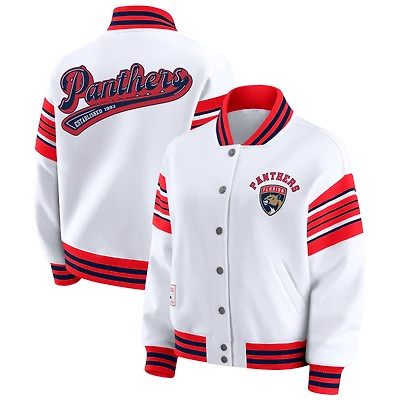 Veste sweat-shirt en polaire à boutons-pression WEAR by Erin Andrews blanc/rouge des Panthers de la Floride pour femme