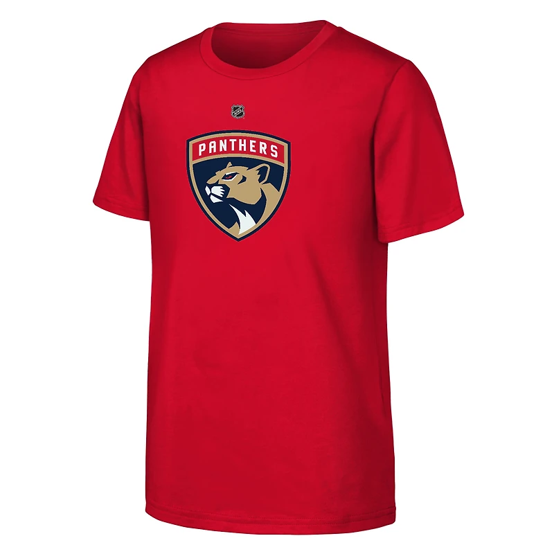 T-shirt rouge Brad Marchand avec nom et numéro de joueur des Panthers la Floride