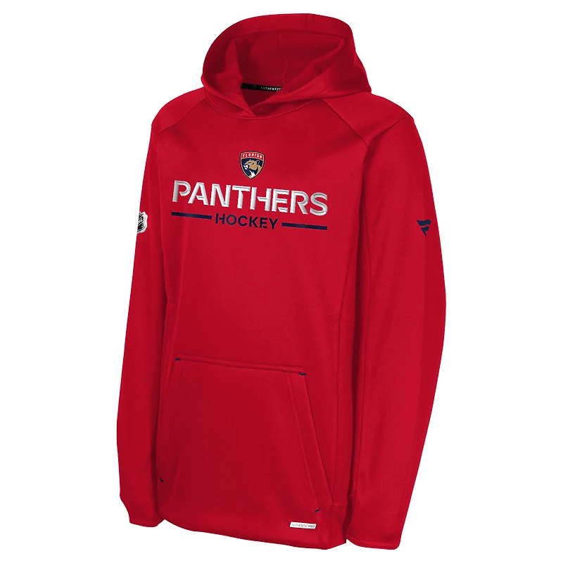 Sweat à capuche raglan authentique Pro Rink des Panthers de la Floride pour jeunes fanatiques rouges