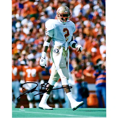 Photographie de marche autographiée de 20,3 x 25,4 cm de Deion Sanders, des Florida State Seminoles