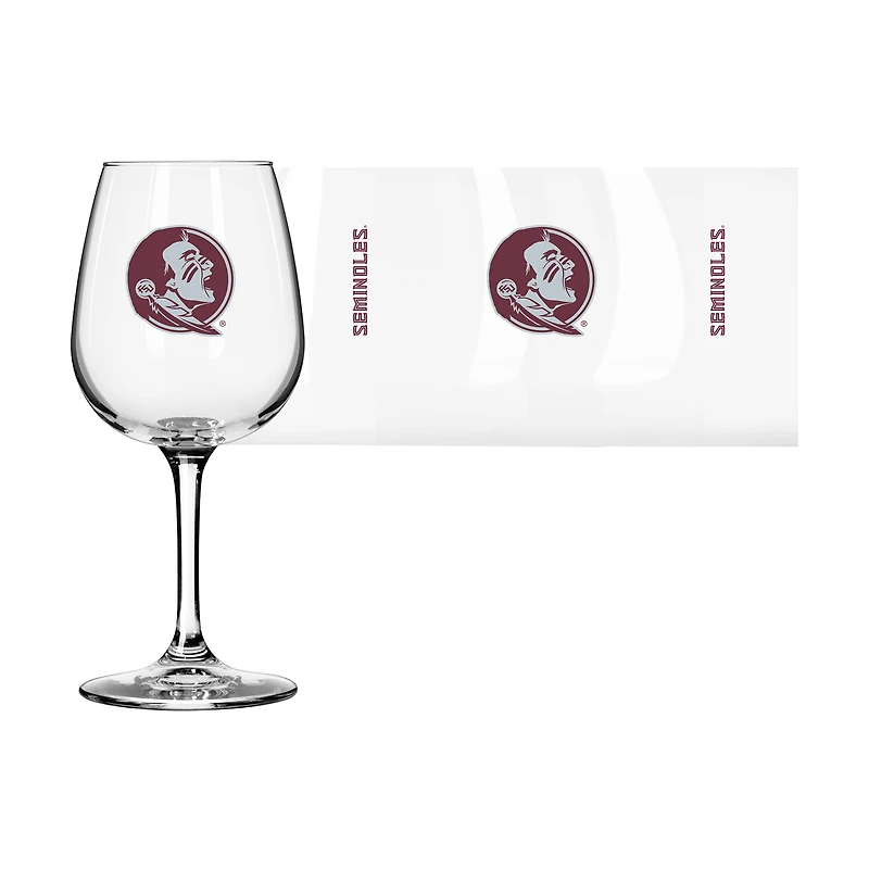 Séminoles de l'État de Floride 12oz. Verre à vin à pied Gameday