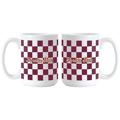Florida State Seminoles 2-Pack 15oz. Checkered Wordmark Mug Set