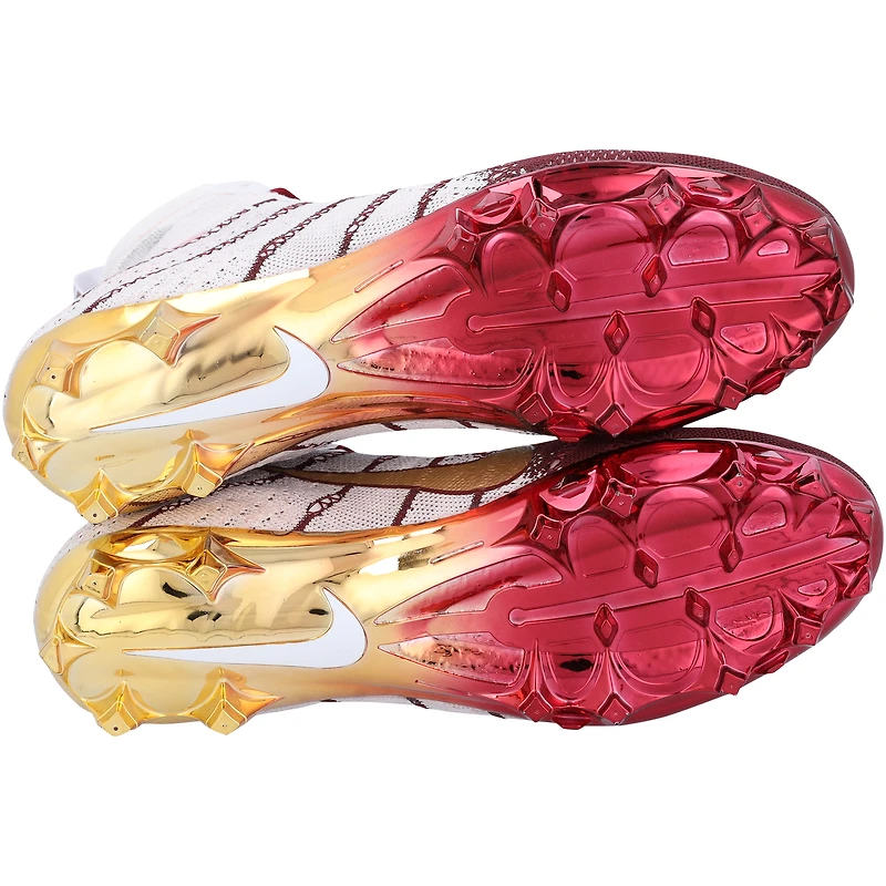 Chaussures à crampons Nike Vapor 3 blanches et grenat émises par l'équipe des Florida State Seminoles du programme de football