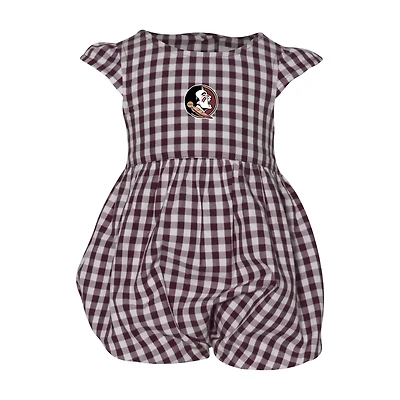Girl's Infant Garb Garnet Florida State Seminoles Cara Gingham Ruffled Bodysuit