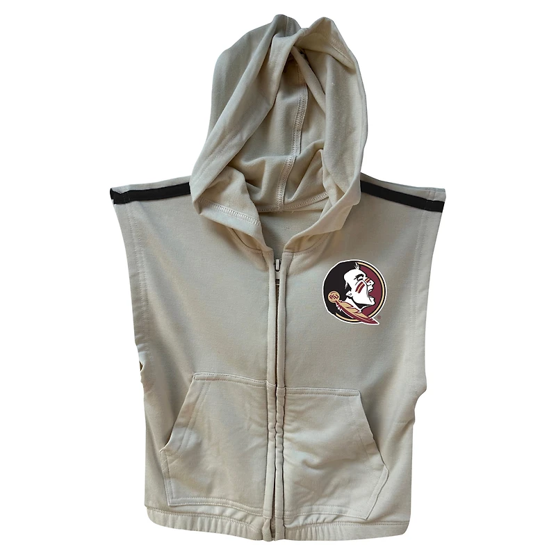 Girls Toddler Wes & Willy Tan Florida State Seminoles Tri-Blend Sleeveless Full-Zip Hoodie Tiered Skirt Set
