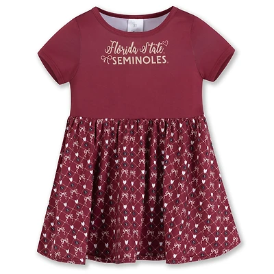 Girls Toddler ZooZatz Garnet Florida State Seminoles Short Sleeve Dress