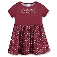 Girls Toddler ZooZatz Garnet Florida State Seminoles Short Sleeve Dress