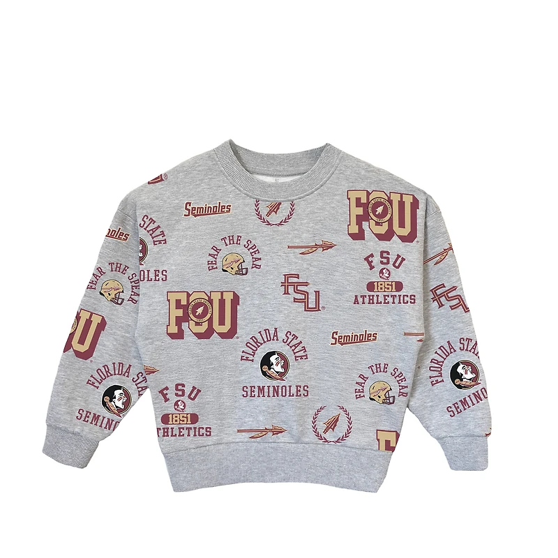 Girls Youth Gameday Couture  Heather Gray Florida State Seminoles Always On Repeat Pullover Sweatshirt