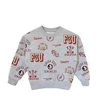 Girls Youth Gameday Couture  Heather Gray Florida State Seminoles Always On Repeat Pullover Sweatshirt