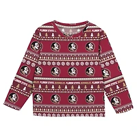 Infant & Newborn Outerstuff  Garnet Florida State Seminoles Ugly Sweater Pajama Set