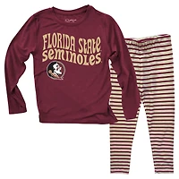 Ensemble haut à manches longues et leggings rayés tri-blend pour bébé Wes & Willy Florida State Seminoles