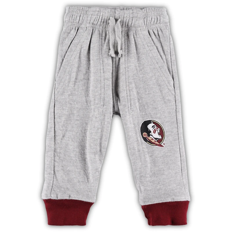 Infant Wes & Willy Heather Gray Florida State Seminoles Jie Long Sleeve Bodysuit Pants Set