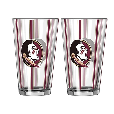 Logo Brands Florida State Seminoles Two-Piece 16oz. Striped Pint Glass Set