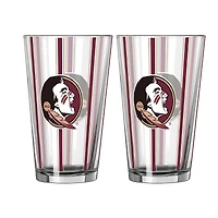 Logo Brands Florida State Seminoles Two-Piece 16oz. Striped Pint Glass Set