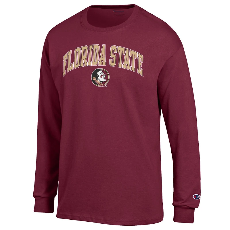 T-shirt à manches longues avec logo Arch Over des Seminoles de l'État Floride pour homme, Champion Garnet