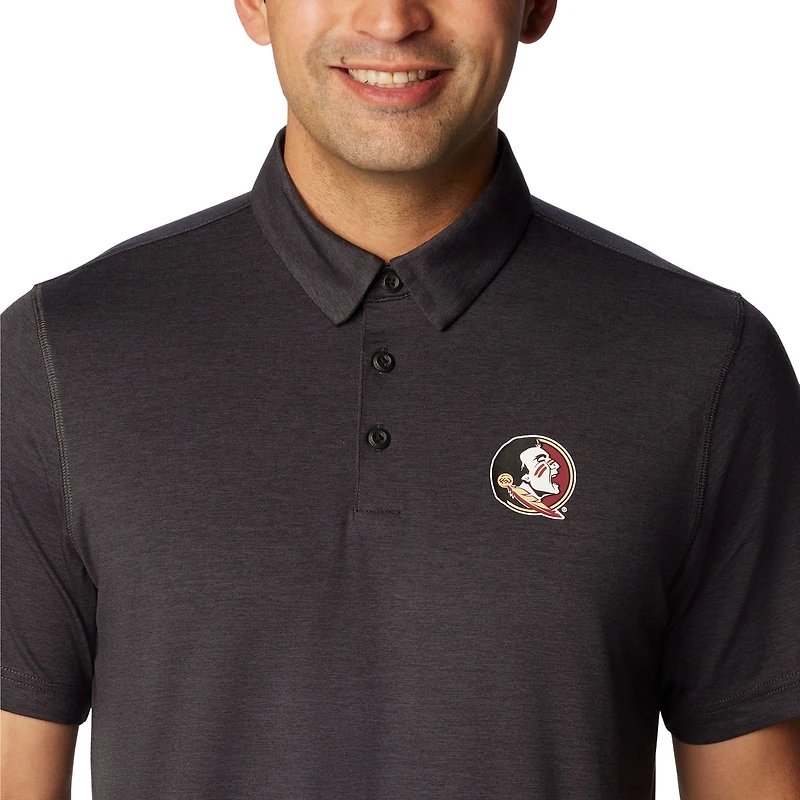 Men's Columbia  Heather Black Florida State Seminoles Tech Trail Omni-Wick Polo