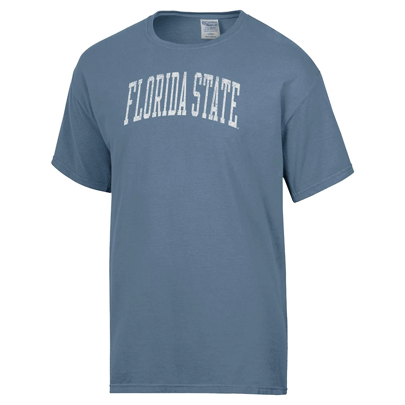 Men's ComfortWash  Heather Blue Florida State Seminoles Distressed Arch T-Shirt