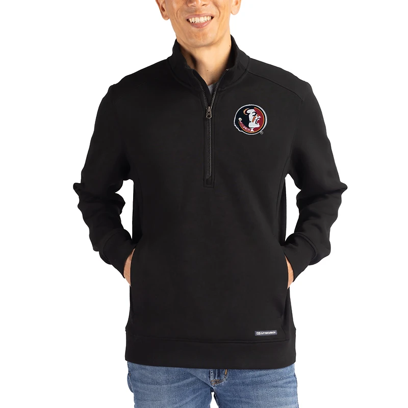 Pull à col zippé Cutter & Buck Roam Eco recyclé noir Florida State Seminoles pour homme