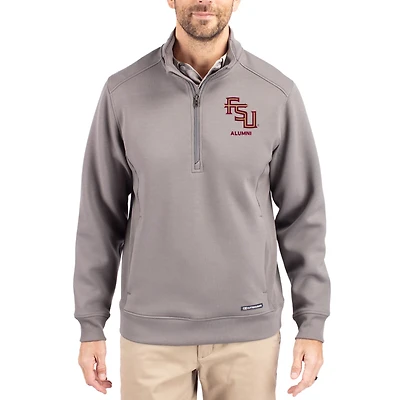 Men's Cutter & Buck  Gray Florida State Seminoles Roam Eco Recycled Quarter-Zip Pullover