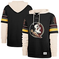 Men's '47  Black Florida State Seminoles Split Zone Cornerback Lacer Pullover Hoodie