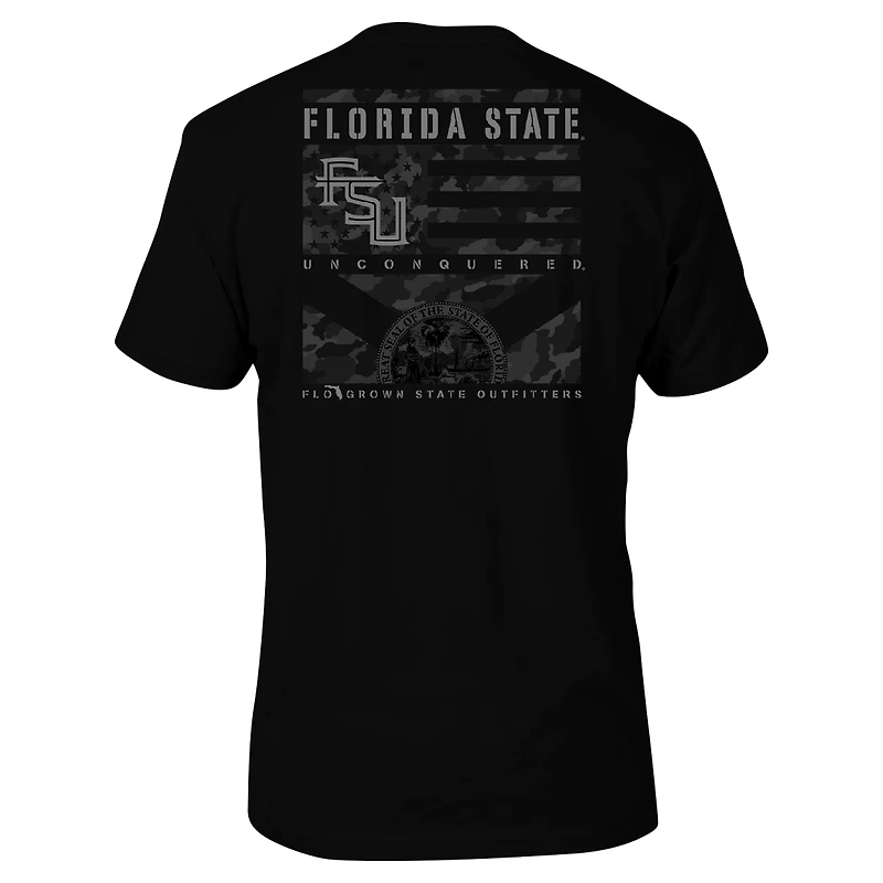 Men's Black Florida State Seminoles Camo Flag Panel T-Shirt