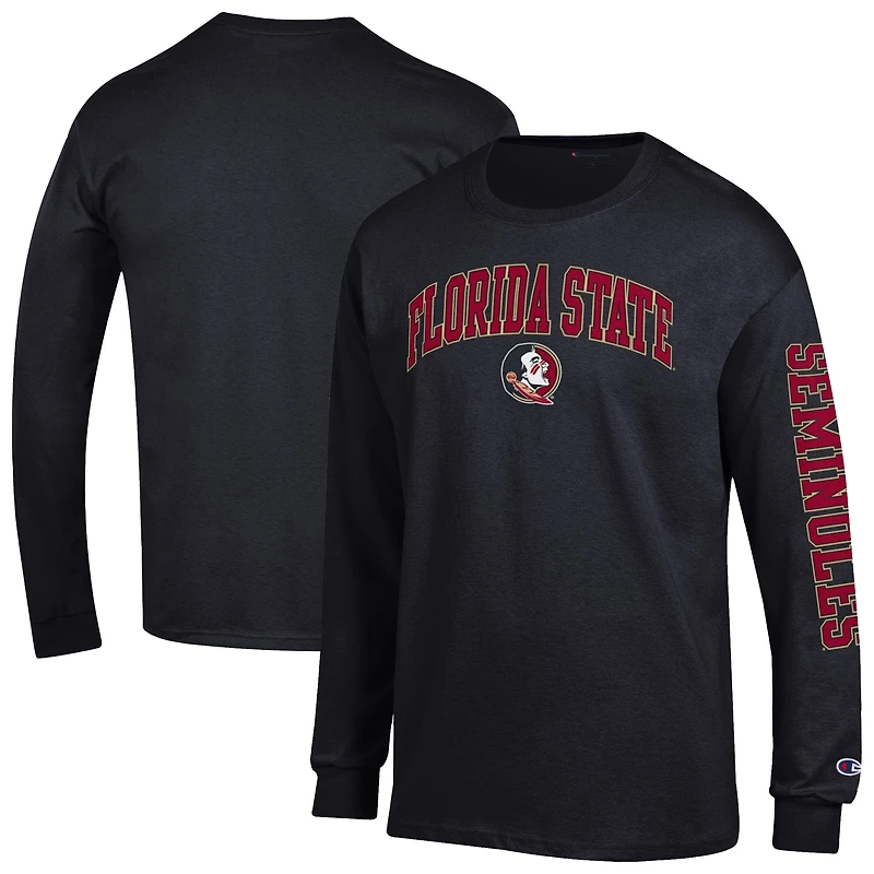 Men's Champion  Black Florida State Seminoles Arch Over Logo 2-Hit Long Sleeve T-Shirt