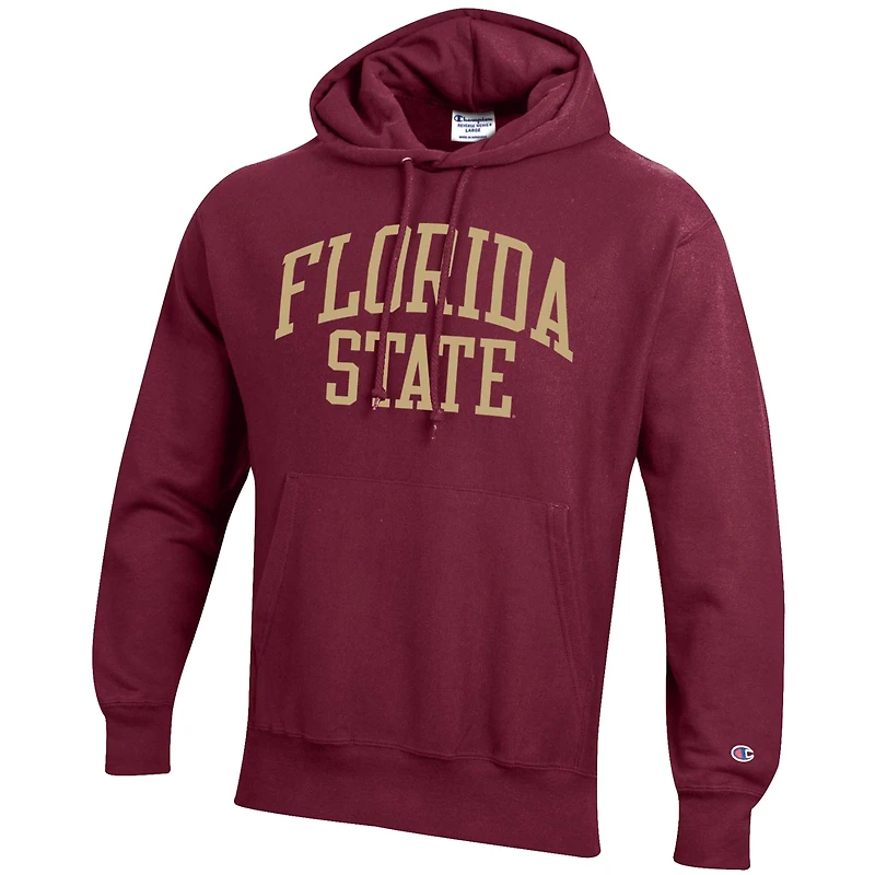 Sweat à capuche coupe décontractée Champion Garnet Florida State Seminoles Team Arch Reverse Weave pour homme