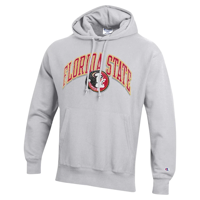 Sweat à capuche tissage inversé Champion Gray Florida State Seminoles Late Night pour hommes