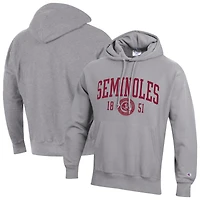 Sweat à capuche Champion Heather Gray Florida State Seminoles Established Reverse Weave pour homme