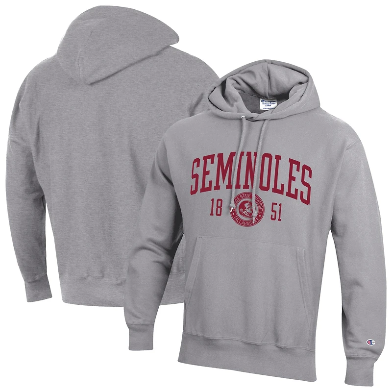 Sweat à capuche Champion Heather Gray Florida State Seminoles Established Reverse Weave pour homme
